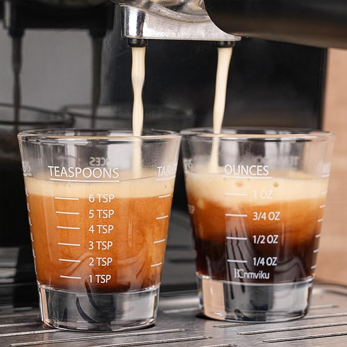 Shot Glasses Measuring cup Espresso Shot Glass Liquid Heavy Wine 2 Pack 26-Incremental Measurement 1oz, 6 Tsp, 2 Tbs, 30ml By BCnmviku (2pack-White)