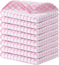 Kitinjoy Cotton 8 Pack Terry Kitchen Dish Cloths, Pink | 12 x 12 Inches Super Soft and Absorbent Dish Rags, Quick Drying Dish towels for Washing Dishes
