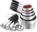 U-Taste Measuring Cups Spoons Set, 18/8 Stainless Steel, 10Pcs, Black | Upgraded Thickened Handle, Reinforced Welded Joints, Nested Stackable Design, Metal Measure Set for Kitchen Baking Cooking