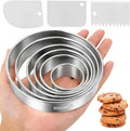 9Pcs Round Cookie Cutter Set - Stainless Steel Biscuit Cutters(2,3,3.5,4,5,6Inch) with 3 Firm Plastic Dough Scrapers – Large Circle Cookie Cutter for Baking Pastry, Donuts, Fondant & Brownies