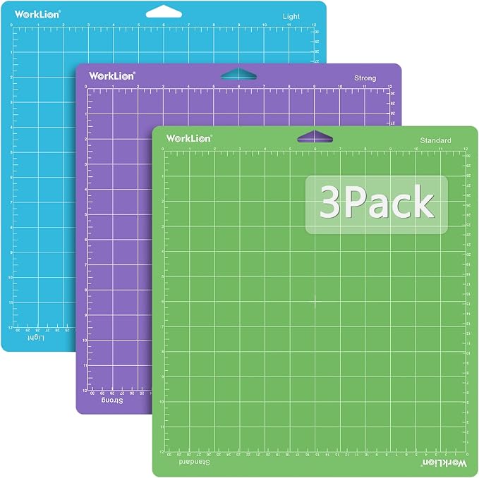 Cutting Mat 12x12 Compatible with Maker/Maker 3/Maker 4/Air 2/Explore 3/4, Variety Sticky（Standard,Light,Strong) Vinyl Mat(3Pack) Accessories