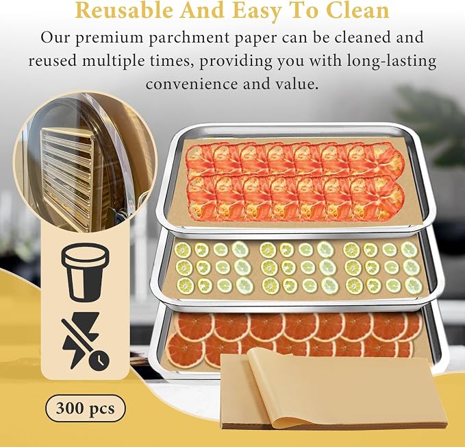 300 PCS Freeze Dryer Tray Mats for Harvest Right Dryer - Freeze Dryer Parchment Paper Set for Medium Trays - Non-Stick Baking Mats One-Off Parchment Paper Harvest Right Accessories (17" x 6.8")