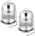 Fri4Free 2PCS Fine Mesh Stainless Steel Tea Infusers with Chain Hook & Lid | For Loose Leaf Tea Steeping, Reusable, Rust Resistant, Fits Most Mugs & Cups, Easy to Clean