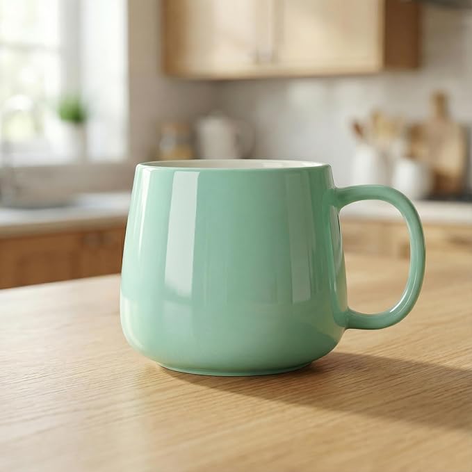 Teocera Coffee Mugs Set of 4-12oz Chip-Resistant Ceramic Cups with Ergonomic Handle | Dishwasher & Microwave Safe Mint Green Mugs | Keeps Beverage Hot, Perfect for Family Kitchen & Holiday Gifts