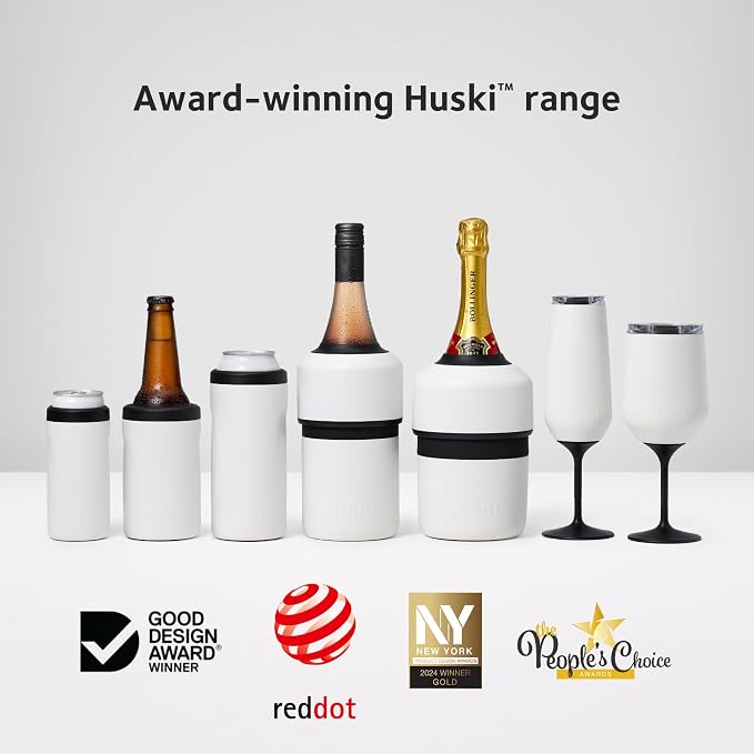 Huski Wine Tumbler 2.0 | NEW | Award-winning Design with Detachable Stem | Premium Stainless Steel Wine Glass with Lid | Triple Insulated Tumbler | 12oz Capacity | Great Gift (Stone Grey)