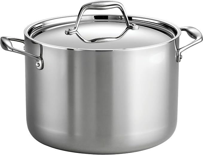 Tramontina Signature Tri-Ply Clad Stainless Steel 8-Quart Stock Pot | Induction-Ready Pasta Pot, Dishwasher-Safe, NSF-Certified, Made in Brazil
