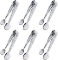 6PCS Mini Serving Tongs, 4Inch Rose Stainless Steel Sugar Cube Tongs, Sliver Small Ice Tong for Tea and Coffee Party, Appetizers, Desserts by Sunenlyst (6PCS Silver)