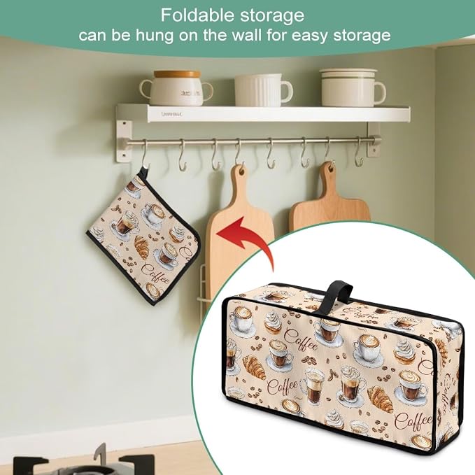 ZDCUSTOM Turkey Print Toaster Cover 2 Slice Coffee Themed Toaster Covers 2 Slice Wide Slot Slim Bread Maker Dust Protector Machine Washable Small Appliance Covers for Kitchen