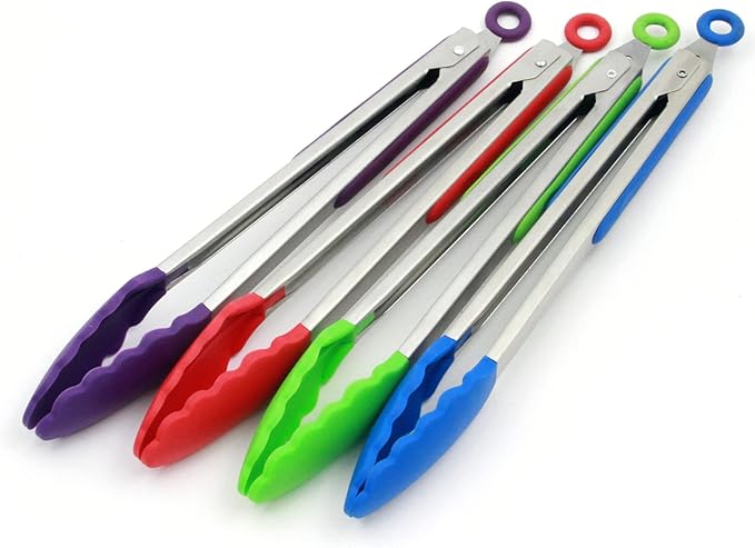 Chef Craft Premium Silicone Tongs, 12 inch, Red