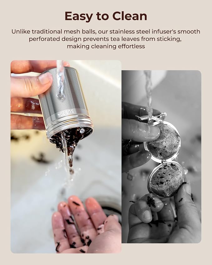 2 Pack Reinmoson Large Tea Infuser for Loose Tea & Spice Ball for Cooking | 2.1” x 2.9” Extra Fine Mesh Large Tea Strainers, 304 Stainless Steel Loose Leaf Tea Steeper for Black Tea, Rooibos, etc