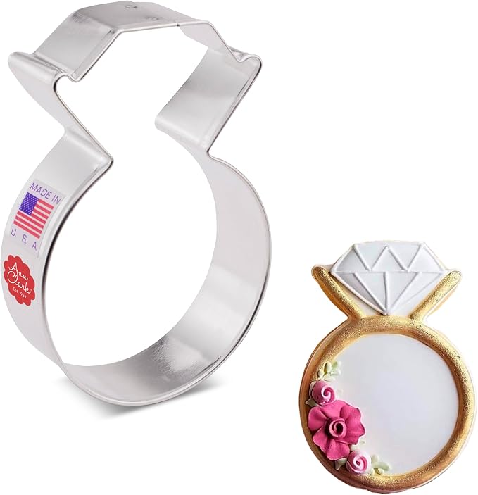 Ann Clark Diamond Engagement Wedding Ring Cookie Cutter, Made in USA | Perfect Size and Shape, America’s Largest Cookie Cutter Maker, Food-Safe American Steel