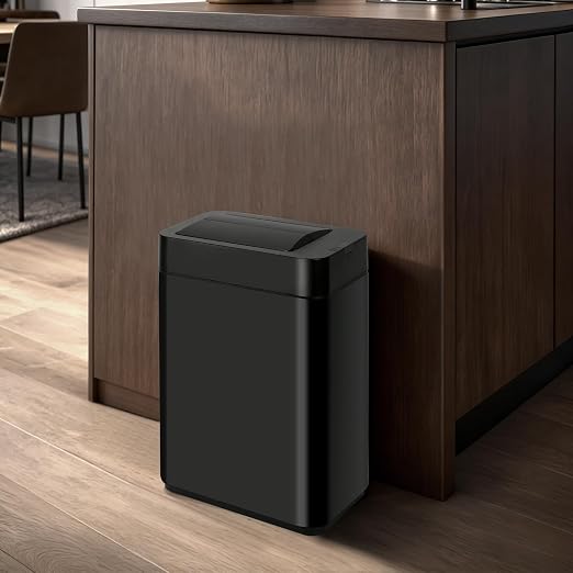 SYNCVIBE Slim Bathroom Trash Can, 2.6 Gallon, Butterfly Sensor Lid, Black | Stainless Steel Garbage Can, Automatic Trash Bin, IPX5 Waterproof Wastebasket for Under Counter and Small Spaces