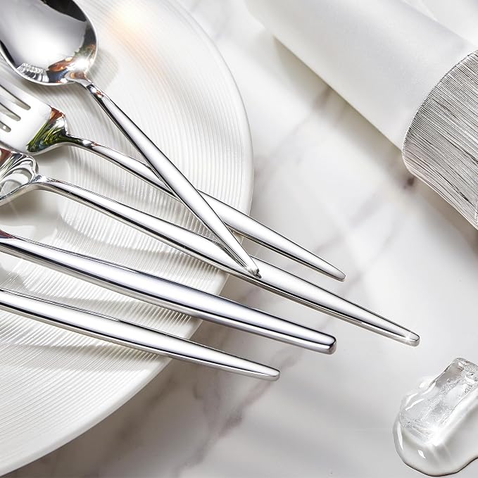 18/10 Silverware Set for 6, 30 Piece Stainless Steel Flatware Cutlery Set | KINGSTONE Mirror Polished Forks Knives Spoons Utensils, Tableware for Home Kitchen Restaurant Wedding, Dishwasher Safe