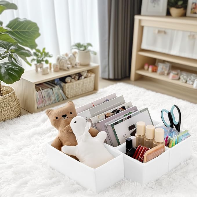 Drawer Organizer Clothes, 10 Pack Dresser Organizer for Baby Clothes, Underwear, Sock- Foldable Closet Organization and Storage Dividers Bins for Nursery, Bedroom (White)
