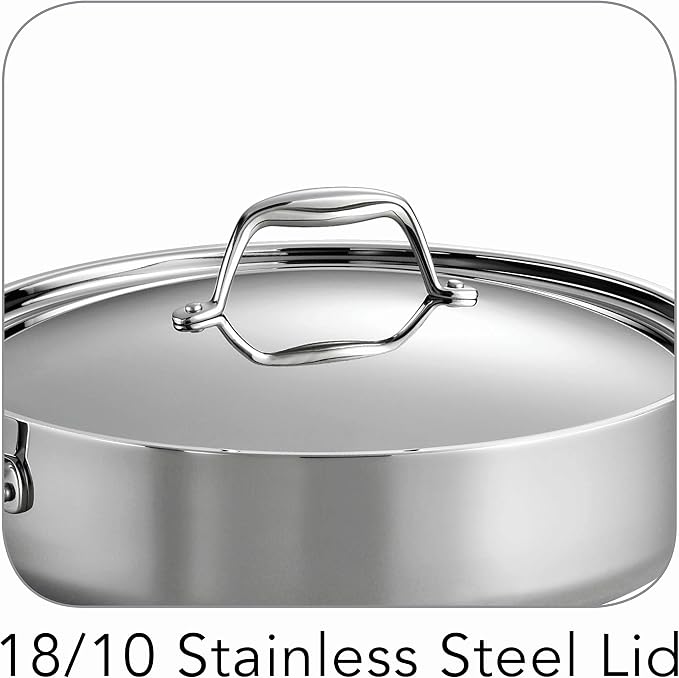 Tramontina Signature Tri-Ply Clad Stainless Steel 6-Quart Saute Pan | Induction-Ready Cooking Pan, Dishwasher-Safe, NSF-Certified, Made in Brazil