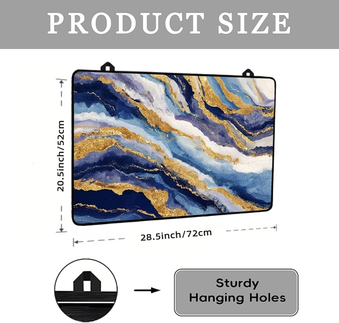 Blue Golden Marble Glass Stove Top Cover Protector,Heat Resistant Range Ceramic Stove Top Covers Mat,Abstract Pattern Cooktop Protector,Beautiful Glass Cooktop Protector