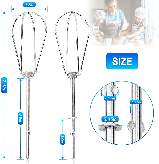 AMI PARTS W10490648 Hand Mixer Turbo Beater Compatible with KitchenAid | 2 PACK Replaces KHM2B, KHM5, AP5644233, PS4082859, W10240913