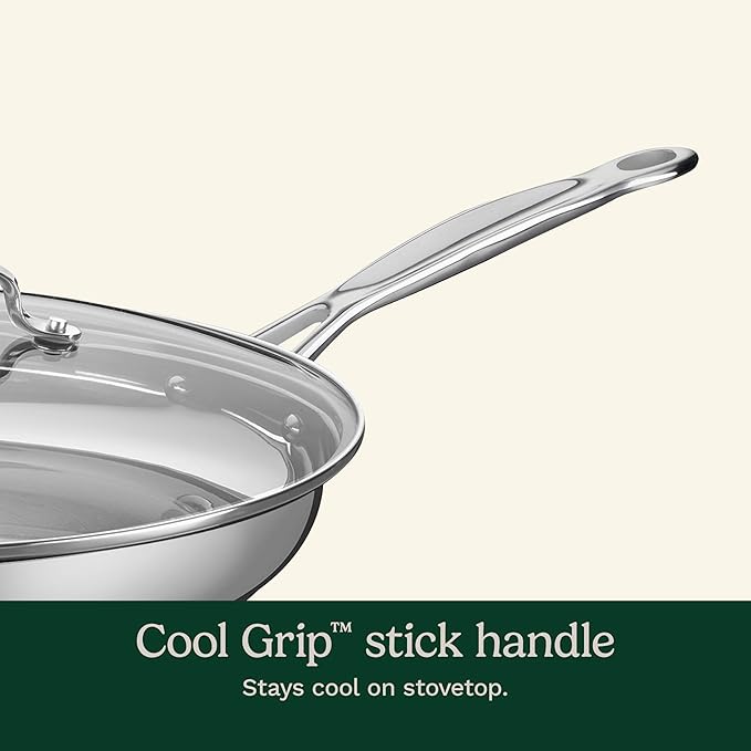 Cuisinart 12 Inch Skillet with Glass Cover, Chef's Classic Collection, 722-30G