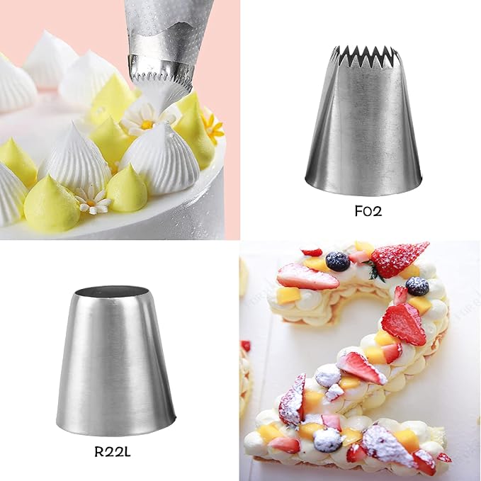 Eclair Piping Tips Set, 4 Extra Large Pastry Tips for Cakes & Churros