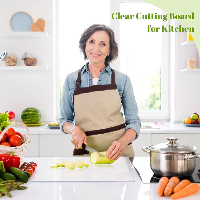 Wesiti Large Acrylic Cutting Board with Lip Non Slip 28"L X 16"W Clear Cutting Board Chopping Acrylic Countertop Protector Cover Shatter Resistant for Home Restaurant Kitchen Sink Stove