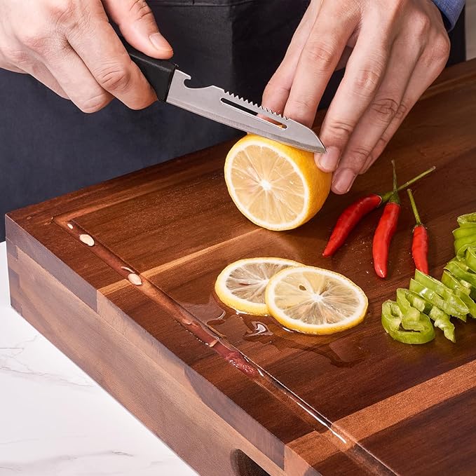 DAOYOUSKY 30x22 Acacia Noodle Board Stove Cover Wood with Handles, Wooden Stovetop Cover Cutting Board with Juice Groove for Gas Stove and Electric Stove Top, kitchen sink cover for counter space