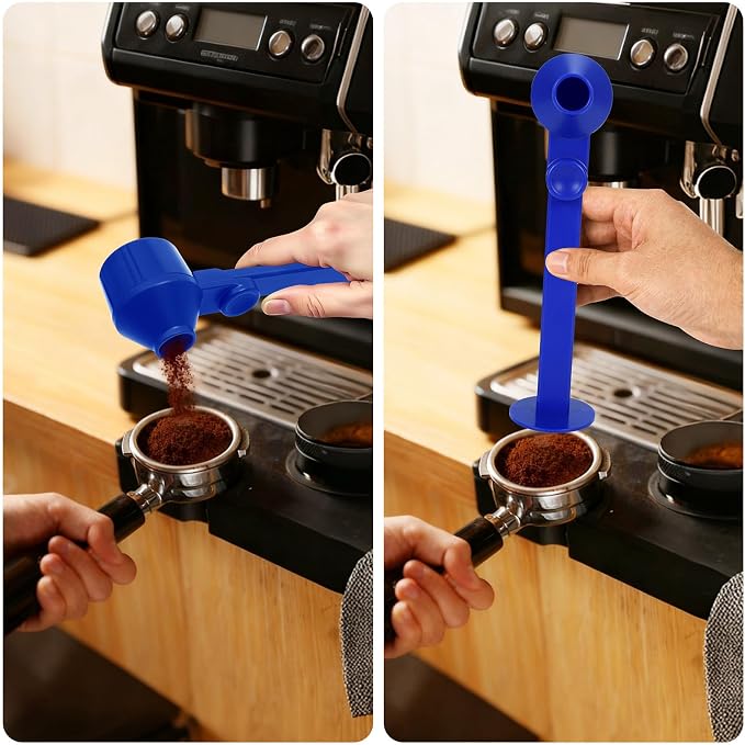 Coffee Scoop & Funnel for Reusable K Cup, 2Pcs Tamper, 2Tbsp Dose for Pods | 2 Unique Models A&B, Mess-Free Anti-Spill Design, Sliding Leveler, Comfort Long Ergonomic Handle