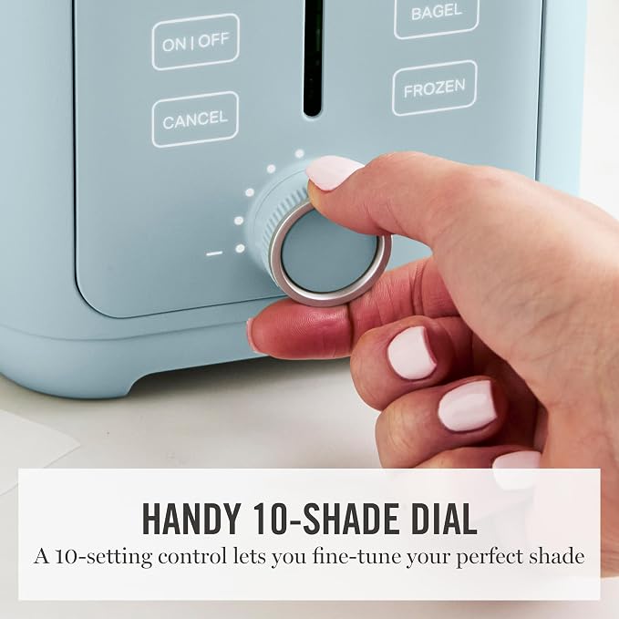 Martha Stewart 2-Slice Toaster, 3 Presets & 10 Shade Settings, Sky Blue