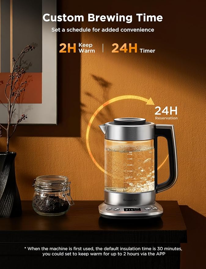 GoveeLife Smart Electric Kettle with Tea Infuser for Loose Leaf, 1.7 L Electric Tea Kettle with Brewing Program, Variable Temperature Control, 2 H Keep Warm & Auto Shut off, BPA Free, Sliver | Electric Tea Kettle with Brewing Program, Variable Temperat...