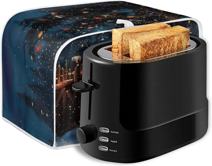 Christmas Snowman Toaster Cover - Dustproof & Waterproof 2 Slice Bread Maker Cover - Kitchen Accessory