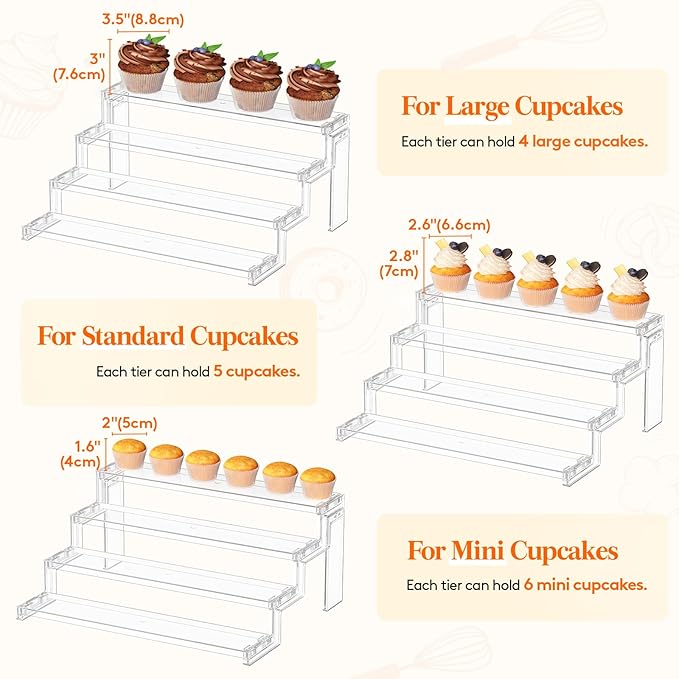 Lifewit 14″ Spice Rack, Perfume Cologne Stand,Tool-Free Assembly, 1 Pcs | 4-Tier Clear Display Riser Shelf, Cupcake Stand, Seasoning Figurine Makeup Holder, Room Decor, Kitchen Cabinet Storage