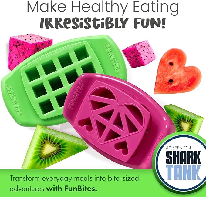 Sandwich Cutter for Kids Lunch, Crustless Bento 2-Pc Set, 2 Pack | Squares & Hearts food cutter for toddlers, bite-size shapes, bento lunch accessory, BPA-free, dishwasher safe