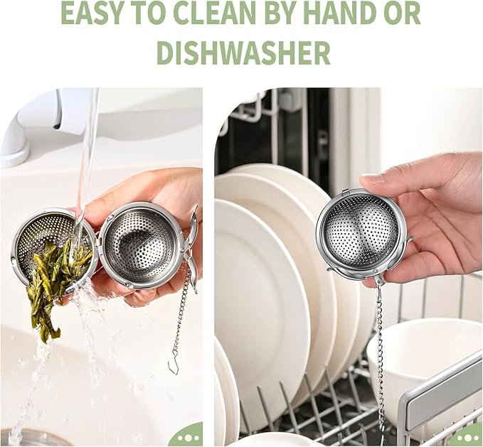 2Pack 304 Stainless Steel Tea Strainers for Loose Tea Infuser Ball, ASWETMEL Tea Ball for Loose Leaf Tea, Tea Holder Loose Leaf Tea Steeper, Tea Diffuser for Chamomile, Black Tea, Herbal & Spices
