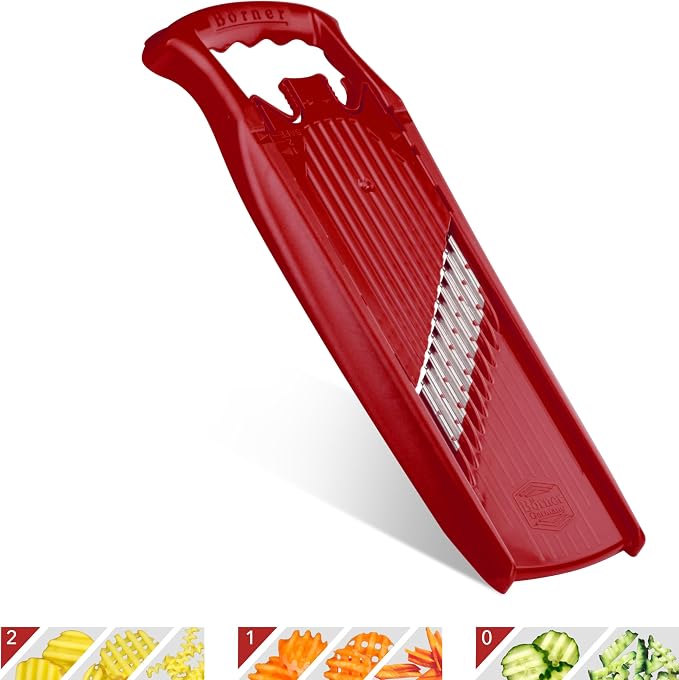 BORNER Wave waffle PowerLine | Vegetable Grater Börner - Quality Made in Germany, Color:Red