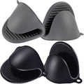 2 Pairs Mini Oven Gloves Silicone Oven Mitts Black and Grey | Silicone Heat Resistant Cooking Pinch Mitts Potholder for Kitchen Cooking & Baking