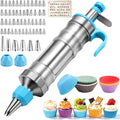 167-Piece Cake Decorating Kit, Icing Dispenser, 54 Tips, Light Blue | 100 Disposable Baking Cups, 10 Silicone Baking Cups, 2 Couplers, Instruction Manual, Stainless Steel Dispenser