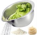 4-in-1 Rice Washing Bowl - Rice Washer Strainer Bowl - Stainless Steel Colander for Quinoa, Fruit and Vegetable Wash - Multi-Purpose Rice Strainer and Colander for Kitchen (1 Pack)