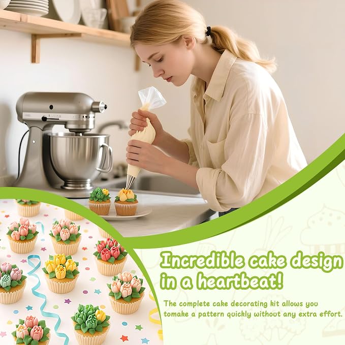 Suuker Russian Piping Tips Set, 7 Pieces | Stainless Steel, Cupcake Flower Shaped Frosting Nozzle Kit, For Pastry Cupcakes Cakes Cookies Decorating