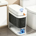 Touchless Bathroom Trash Can, 3.5 Gallon Small Slim Motion Sensor Automatic Garbage Bin with Lid, Rechargeable with Auto Bag Adsorption & One-Pull Sealing Trash Bin for Kitchen, Bedroom Office RV