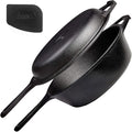 Cuisinel Cast Iron 2-In-1 Multi Cooker - 3-Quart Dutch Oven and Skillet Lid Set Oven Safe Cookware + Black Pan Scraper - Use As Dutch Oven and Frying Pan - Indoor and Outdoor Use - Grill, Stovetop