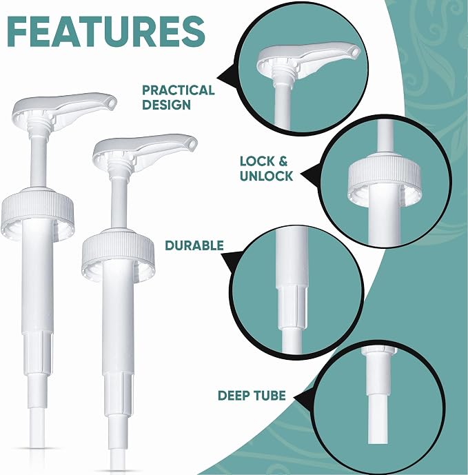 Gallon Pump Dispenser - for Plastic or Glass Bottles – Heavy-Duty Leak Proof for Commercial and Household Use - Plastic Pump for 1 Gallon Jug – Non-BPA Plastic (Pack of 4)
