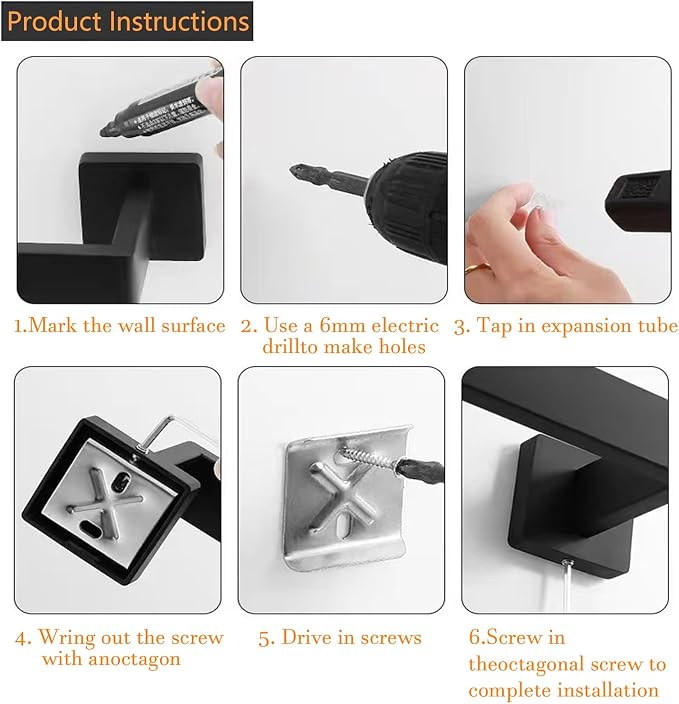 JOPOFI 5 Piece Towel Bar Set - 15.7Inch Bathroom Towel Holder - Matte Black | Stainless Steel Towel Racks for Bathroom Wall Mounted, Towel Rod for Bathroom Wall