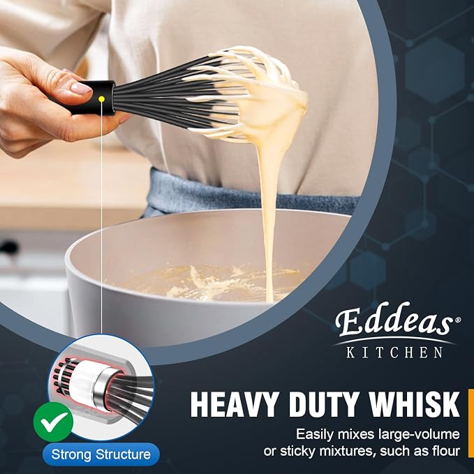 Whisks For Cooking Up To 500°F Silicone Whisk tool Non-Scratch | 500 °F Heat Resistant,Heavy Duty,Non-Scratch Balloon Kitchen Wisking Wisk tool Set, for Blending, Dishwasher Safe