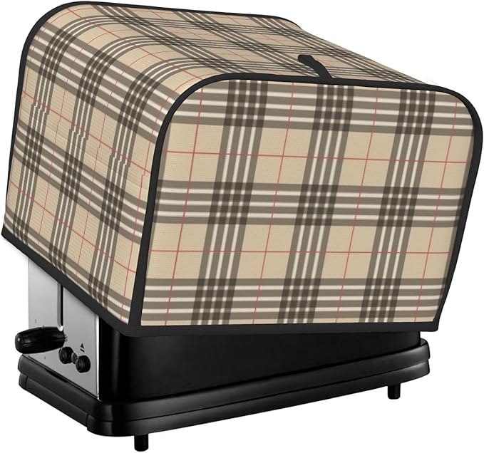 Toaster Cover 4 Slice with Plaid Pattern Dustproof Bread Maker Cover Fingerprint Bakeware Protection Wide Slot Toaster Bag Reusable Kitchen Small Appliance Cover