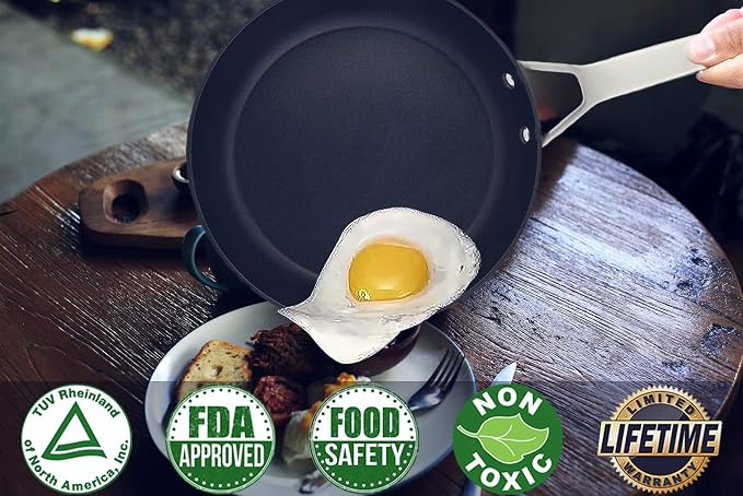 MsMk 8 Inch Small Nonstick Frying pan, Grey Egg Omelet Skillet | Non Toxic, Even Heating, Easy Clean, Dishwasher & Oven Safe, suitable for gas & electric & induction stoves, PFOA & PFAS Free