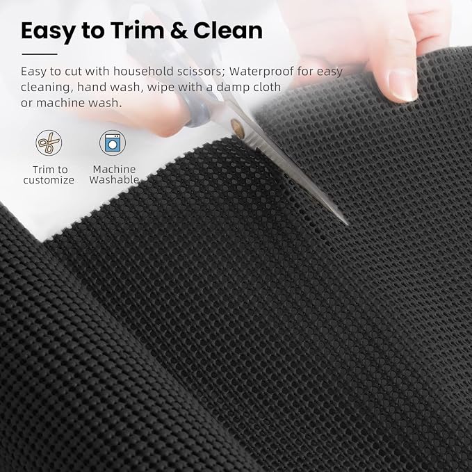 BAGAIL Non-Adhesive Shelf Liner, Thick Strong Grip Drawer Liners for Kitchen Cabinets, Heavy-Duty Easy Cut Cabinet Liners for Shelves, Pantry, Bathroom Cupboards - 17.5" x 20FT, Black