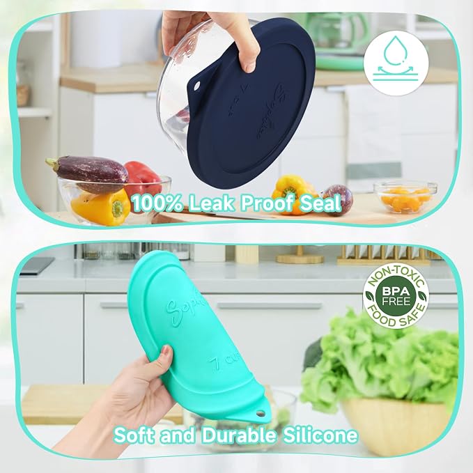 SOPHICO 7Cup Round Silicone Lid Replacement for Pyrex&AnchorHocking 7402-PC | Food Grade Silicone, Leakproof、Airtight Lids, Dishwasher Microwave Safe
