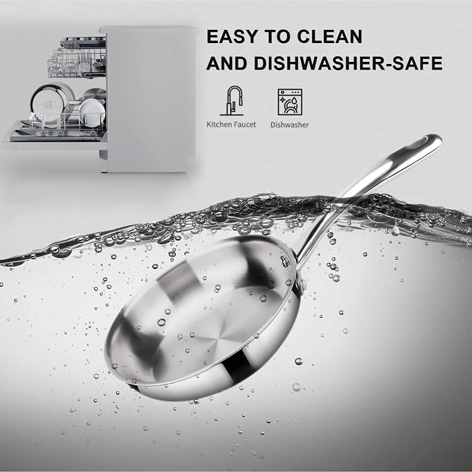 duxtop Whole-Clad Tri-Ply Stainless Steel Stir-Fry Pan Kitchen Induction Cookware 10 Inches | Whole Clad Stainless Steel Wok Pan for Stir Fry, Sautéing and Quick Meals