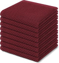 Homaxy 100% Cotton Waffle Weave Kitchen Dish Cloths 8-Pack, Burgundy | 12 x 12 Inches, Ultra Soft Absorbent Dish Towels, Quick Drying Dish Rags with Hanging Loop
