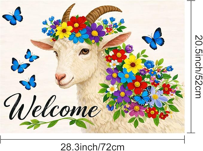 HOMETITUTE Spring Stove Top Cover 28x20 Welcome Goat Floral Heat Resistant