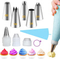 Large Piping Tips Set,Reusable Stainless Steel Icing Nozzles Kit | Cake Decorating Tips Set,Cake Decorating Tools, Frosting Icing Tips for DIY Pastry Dough, Cookie,Cupcake,Cake(1M 2D 2F 6B 2A)